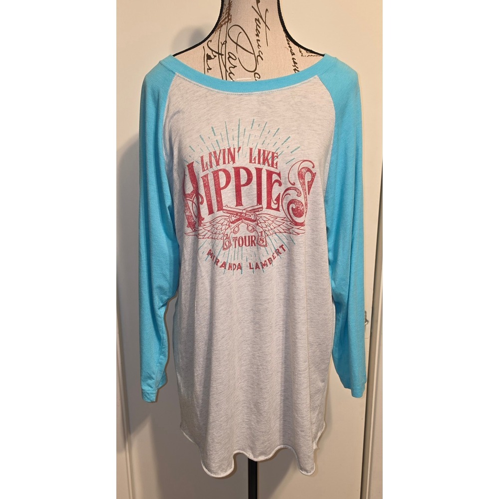 Miranda Lambert Livin Like Hippies Tour 2018 Raglan Shirt Blue‎ Grey XL